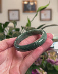 Baikalla Natural Deep Green Jadeite Jade "Oval" Bangle Bracelet (53.9mm) 