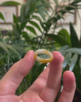 Baikalla Icy Yellow-Orange & White Burmese Jadeite Jade Traditional Ring 