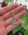 Burmese Jadeite Jade Baby Buddha Necklace With 18K Gold Bail
