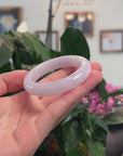 Baikalla Natural Icy Light Lavender Jadeite Jade "Half Round" Bangle Bracelet (52.2mm) 