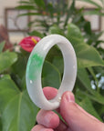 Baikalla "Moss In Snow" Bai Di Qing Jadeite Jade Bangle Bracelet (57.8 mm) 