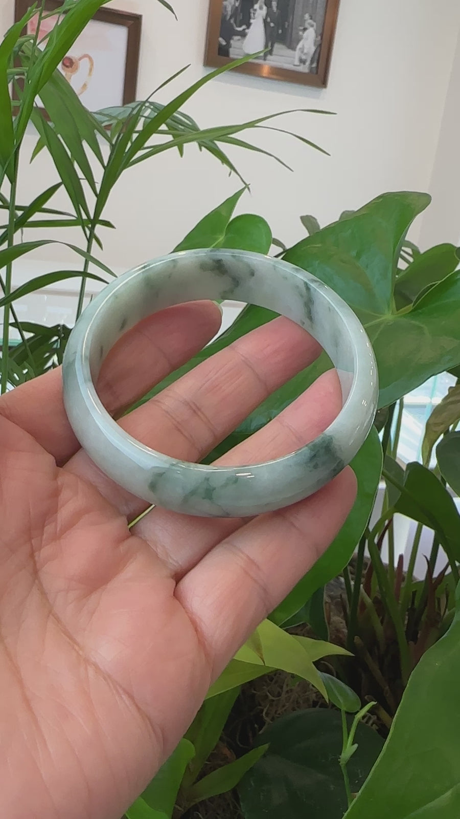 Burmese Blue-green Jade Jadeite Bangle Bracelet (61.45mm) T109