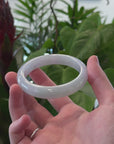 Baikalla "Half Round" Icy Light Green & Lavender Jade Bangle Bracelet (56.52mm) 