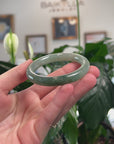 Natural Icy Forest Green Jadeite Jade "Traditional Full Round" Bangle Bracelet (50.7mm) 