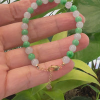 High Green Jadeite Jade Beads Bracelet With 18K Yellow Gold Clasp ( 6 mm )