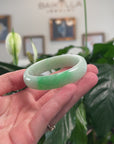 High-End Natural Vibrant Apple-Green Jadeite Jade Oval Bangle (53.6mm) 