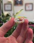 Baikalla Natural Icy Light Green & Sajin (Golden Dust) Jadeite Jade Traditional Ring 