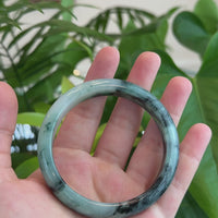 Natural Burmese Blue-green Jadeite Jade Bangle Bracelet (58.05mm)#T029