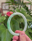 Baikalla Green Flower Jadeite Jade Bangle Bracelet (56.6 mm) 