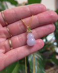Baikalla Natural Light Lavender Jadeite Jade "Hulu" Pendant W/ 18ky Gold Bail & Natural Diamonds