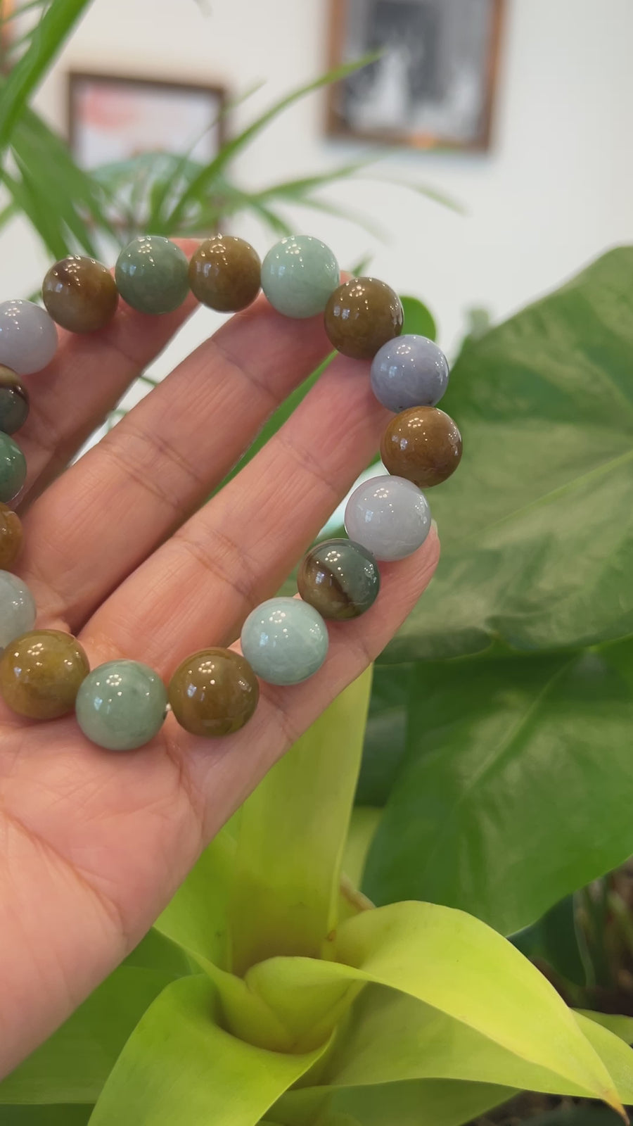 High Natural Jadeite Jade 13mm Round Beads Bracelet ( 13 mm ) For Men