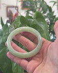 Baikalla Icy Light Apple-Green W/ Wuji Jadeite Jade Bangle Bracelet (58.6mm) 