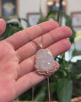 Baikalla 18K Rose Gold Genuine Burmese Ice Jadeite Buddha Pendant with Diamonds High Jewelry