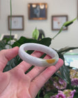 Baikalla Natural Multi-Color "Fu Lu Shou" Jadeite Jade "Square Cut" Bangle Bracelet (55mm) 