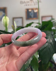 Baikalla Natural Light Lavender & Oil-Green Jadeite Jade "Oval" Bangle Bracelet (52.5mm) 