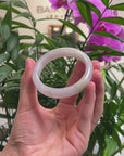 Baikalla Light Icy Lavender Jadeite Jade "Half Round" Bangle Bracelet (55.5mm) 