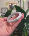 Baikalla Natural Light Lavender & Deep Green Patches Jadeite Jade "Half Round" Bangle Bracelet (55.5mm) 