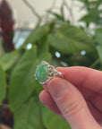 Baikalla 18k White Gold Natural Rich Green Oval Jadeite Jade Ring w/ Natural Diamonds