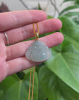 Burmese Ice Blue Green Jadeite Jade Happy Buddha Necklace With 18K Gold Bail