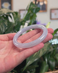 Baikalla Natural Icy Light Lavender Jadeite Jade "Traditional Round" Bangle Bracelet (56.5mm) 