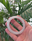 Baikalla Light Icy White "Moonlight" Jadeite Jade Bangle Bracelet (52.7mm) 