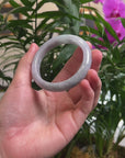 Baikalla Lavender W/ Green Patch Jadeite Jade "Half Round" Bangle Bracelet (56.2mm) 