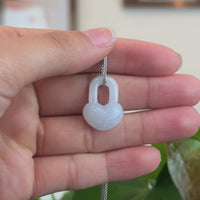 Baikalla Lavender Jadeite Jade Heart Lock Necklace Pendant