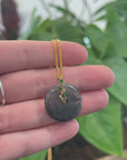 Baikalla "Good Luck Button" Necklace Ice Black Jadeite Jade Lucky KouKou Pendant Necklace