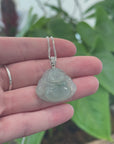 Natural Jadeite Jade Buddha Necklace With Gold Diamond Bail