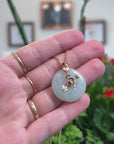 18k Rose Gold Natural Light Green Jadeite Jade 12 Zodiac Signs (Sagittarius) Necklace