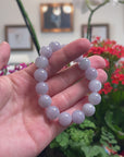 Baikalla Natural Light Lavender Jadeite Jade Round Bead Bracelet (12.4mm)