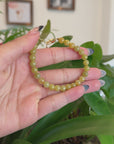 18k Yellow Gold Yellow Jadeite Jade Beads Bracelet (6.5 mm)