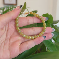 18k Yellow Gold Yellow Jadeite Jade Beads Bracelet (6.5 mm)