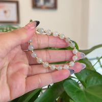 Baikalla High Genuine Ice Jadeite Jade Round Beads Bracelet With 18K Yellow Gold Clasp (6.5mm)