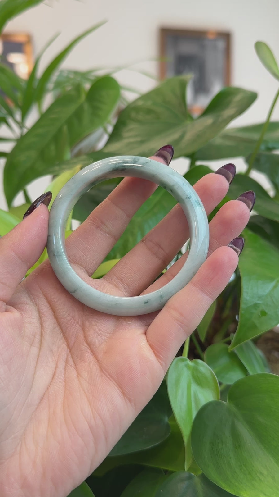Burmese Blue-Green Jade Jadeite Bangle Bracelet (55.64 mm) T180