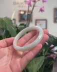 Baikalla Natural Light Green Jadeite Jade "Half Round" Bangle Bracelet (59mm) 