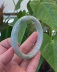 Baikalla "Half Round" Spotted Green Jadeite Jade Bangle Bracelet (66.25 mm) 