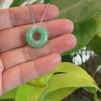 Baikalla "Good Luck Button" Necklace Green Jadeite Jade Pendant