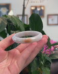 Baikalla Natural Light Blue-Green & Sajin (Golden Dust) Jadeite Jade "Half Round" Bangle Bracelet (52.5mm) 