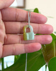 Baikalla Yellow and Ice Jadeite Jade Lock Necklace Pendant
