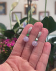 Baikalla Natural Lavender & Imperial Green Jadeite Jade Dangle Earrings W/ 18kw Gold & Natural Diamonds