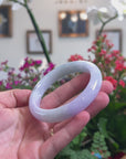 Baikalla Natural Lavender & Light Green Jadeite Jade "Half Round" Bangle Bracelet (60.2mm) 
