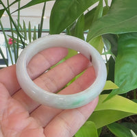 Genuine Burmese Light Lavender & Green Jadeite Jade Bangle Bracelet (56.33 mm) #253