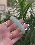 Baikalla Natural Icy Light Apple Green Color Jadeite Jade Bangle Bracelet (58.5mm) 
