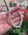 Baikalla Natural Light Lavender & Green Jadeite Jade Round Bead Bracelet (7.7mm)