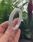 Baikalla "Half Round" Light Lavender Jadeite Jade Bangle Bracelet (62 mm) 