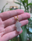 Baikalla 18k Yellow Gold Icy White-Green "Mischievous Little Monster" Jadeite Jade Pendant