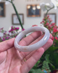 Baikalla Natural Faint Lavender & Orange Sajin Jadeite Jade "Half Round" Bangle Bracelet (57.2mm) 