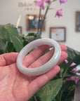 Baikalla Natural Light Green Jadeite Jade "Half Round" Bangle Bracelet (58.2mm) 