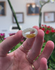 Baikalla Natural Icy Light Oil-Green & Orange Patch Jadeite Jade Traditional Ring 